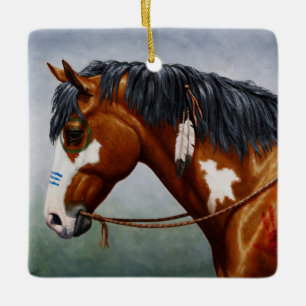 Ornamento De Cerâmica Cavalo de Guerra de Pinto, Baía Americana Nativa