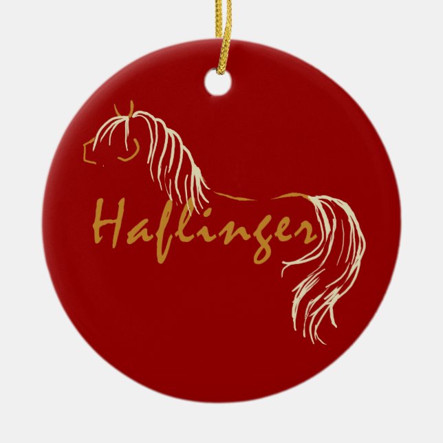 Ornamento De Cerâmica Cavalo de Haflinger (Frente)
