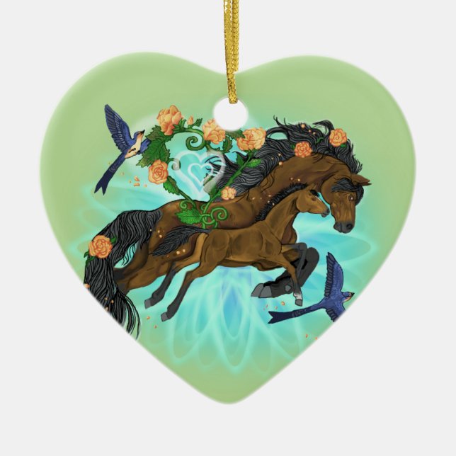 Ornamento De Cerâmica Cavalo de mamão e potro (Frente)