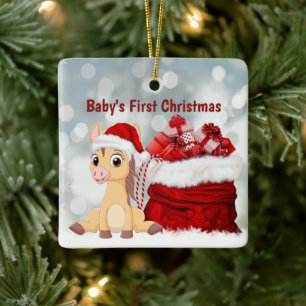 Ornamento De Cerâmica Cavalo de Natal de 1 rua do Fedorinho Fofo Persona