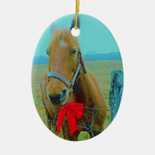 Ornamento De Cerâmica Cavalo de Natal retrô