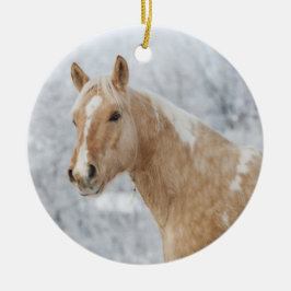 Ornamento De Cerâmica Cavalo de Palomino na neve