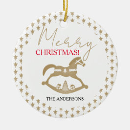 Ornamento De Cerâmica Cavalo de Pedra de Natal de Madeira