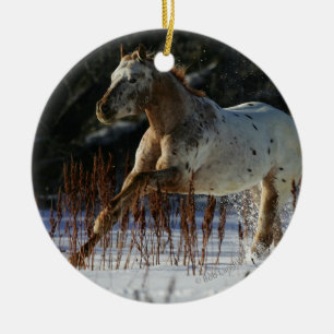 Ornamento De Cerâmica Cavalo do Appaloosa que funciona na neve