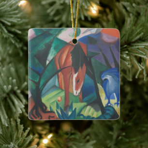 Ornamento De Cerâmica Cavalo e Águia por Franz Marc, Arte Cubista Vintag