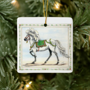 Ornamento De Cerâmica Cavalo Islandês Frey Jol Natal