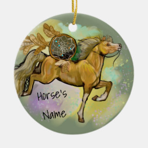 Ornamento De Cerâmica Cavalo Palamino Dreamcatcher