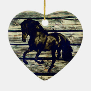 Ornamento De Cerâmica Cavalo Preto Equestre Equestre de Madeira Equestre