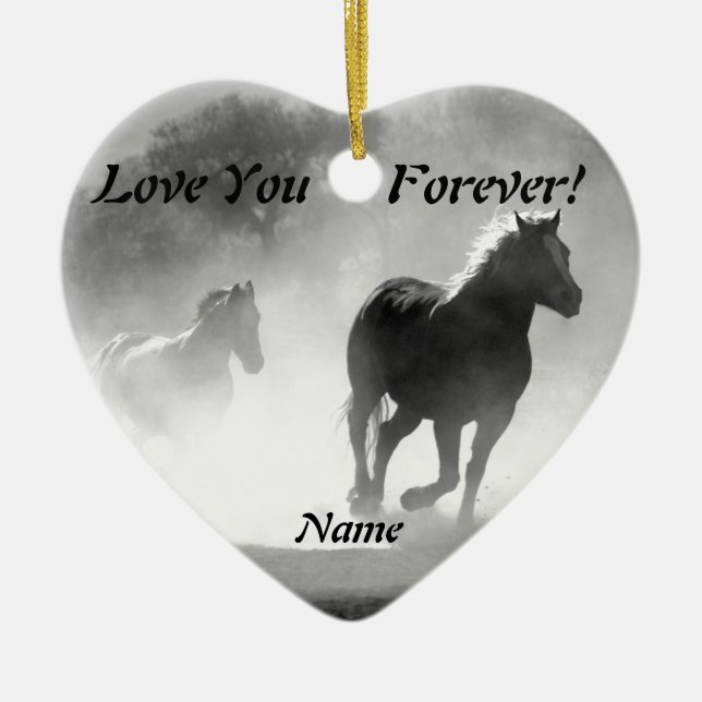 Ornamento De Cerâmica Cavalo que galopa fora da névoa (Frente)