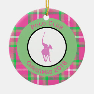Ornamento De Cerâmica Cavalo Rosa Polo