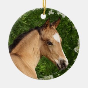 Ornamento De Cerâmica Cavalos da fantasia: Flores