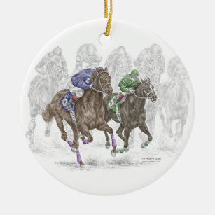 Ornamento De Cerâmica Cavalos de raça de galope