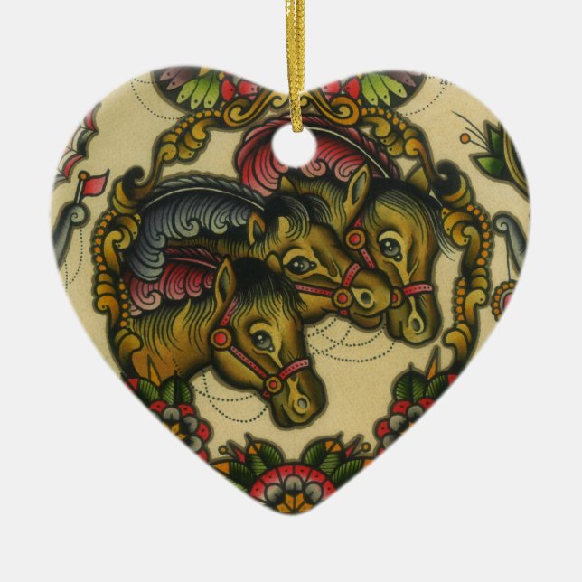 Ornamento De Cerâmica cavalos do circo (Frente)