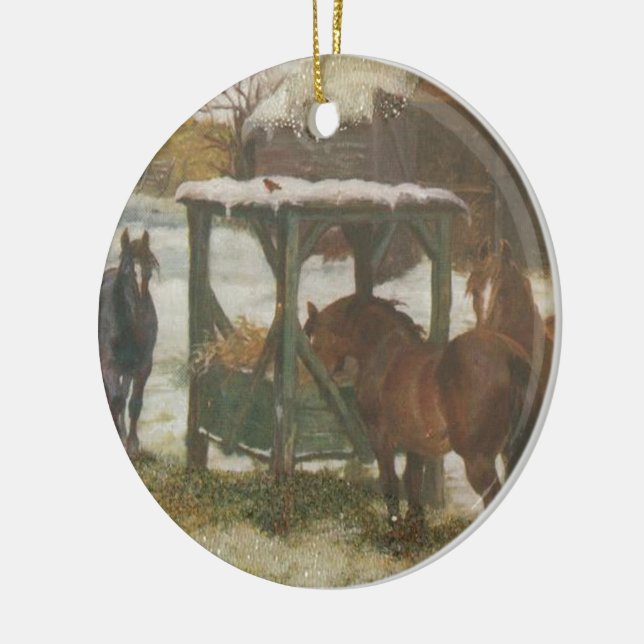 Ornamento De Cerâmica Cavalos no Dia de Natal (Esquerda)