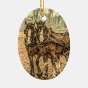 Ornamento De Cerâmica Cavalos primitivos de fazenda do Oeste