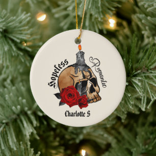 Ornamento De Cerâmica Caveira Gótica Sem Esperança Romântica