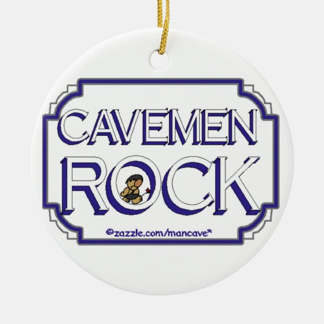 Ornamento De Cerâmica Cavemen Rock BW (Frente)