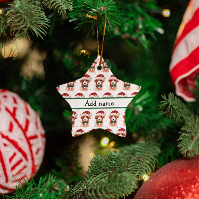 Ornamento De Cerâmica Cavoodle Dog Raça Estrelas de Natal (Criador carregado)