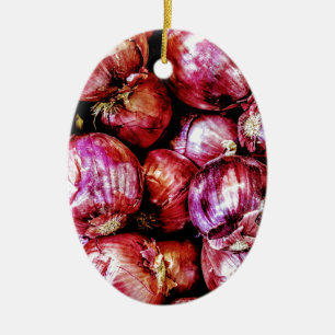 Ornamento De Cerâmica Cebola vermelha