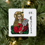 Ornamento De Cerâmica Cecilia com Hymn Conselho (Nuremberg)<br><div class="desc">A escolha é sua: adicionar ou não um fundo colorido a este Enfeites de natal bonito ou deixá-lo como está! Ruas. Cecília com Conselho Hymn é uma versão moderna colorida de um velho corte de madeira de The Nuremberg Chronicle (Liber Chronicarum). Escrito por Hartmann Schedule, The Chronicle é um relato...</div>
