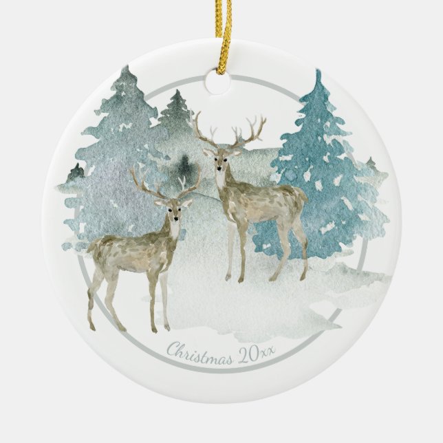 Ornamento De Cerâmica Ceifador de inverno personalizado do Natal (Frente)