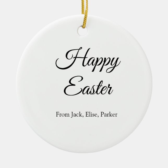 Ornamento De Cerâmica Celebração de páscoa adicionar felz pascoa de foto (Frente)