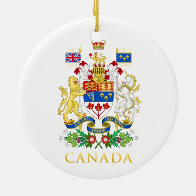 Ornamento De Cerâmica Celebração do aniversário de Canadá 150th (Traseira)