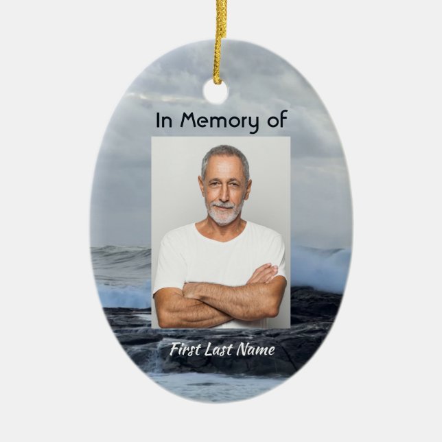 Ornamento De Cerâmica Celebração do Oceano de Tempestade de Salvamento d (Frente)