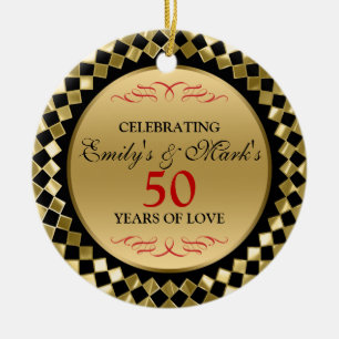 Ornamento De Cerâmica Celebração - Ouros Dourados E Rochas Vermelhas