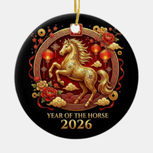 Ornamento De Cerâmica Celebrações do Ano do Cavalo Chinês 2026