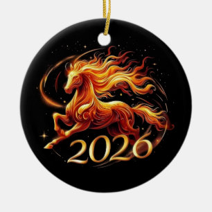 Ornamento De Cerâmica Celebrações do Ano do Cavalo Chinês 2026