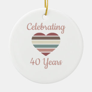 Ornamento De Cerâmica Celebrando o 40º aniversário de casamento