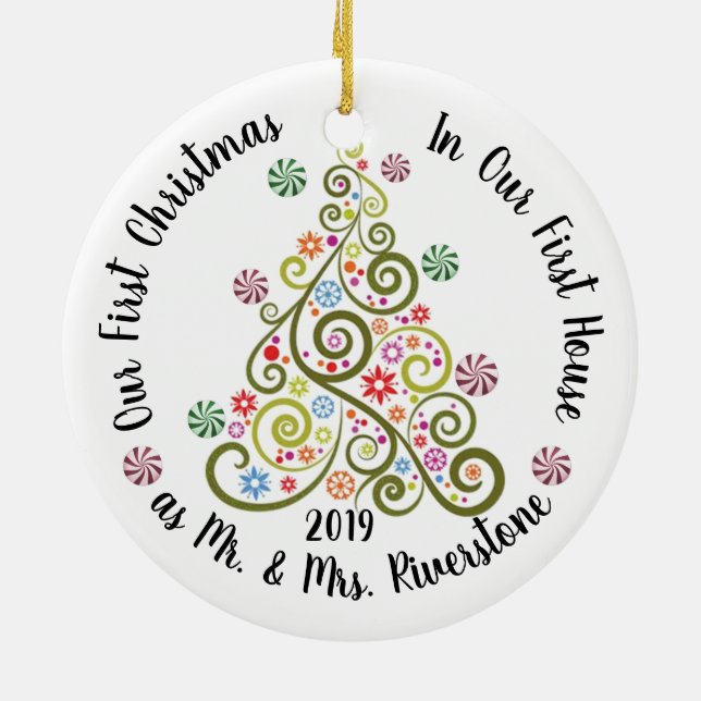 Ornamento De Cerâmica Celebrando o Natal e Chanucá (Traseira)