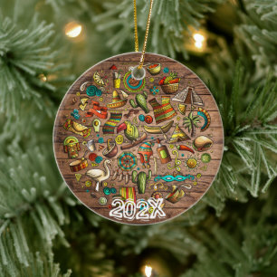 Ornamento De Cerâmica Celebrar o Ano da Mensagem de Nome Personalizado d