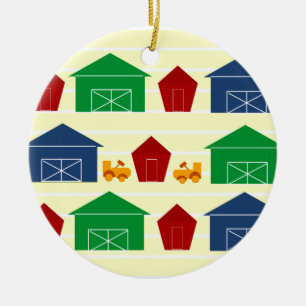 Ornamento De Cerâmica Celeiros do país em listras