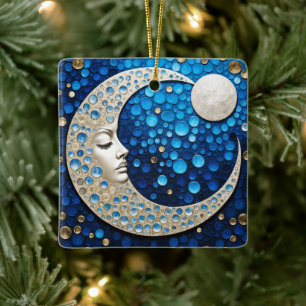 Ornamento De Cerâmica Celeste: Mulher na Lua