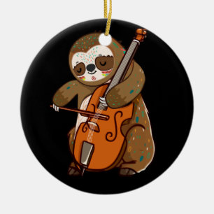 Ornamento De Cerâmica Cellist Sloth Cello Player Orchestra Music Animal