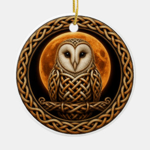 Ornamento De Cerâmica Celta Nó Barn Owl Colheita Lua Halloween