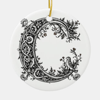 Ornamento De Cerâmica Celtic "C" with Birds Ornament