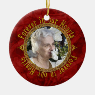 Ornamento De Cerâmica Celtic Love Knot Red Memorial Foto do Natal