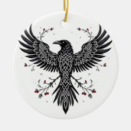 Ornamento De Cerâmica Celtic Winter Raven Christmas Ornament