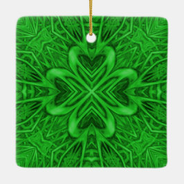 Ornamento De Cerâmica Célula Vintage Fractal Verde Caleidoscópio