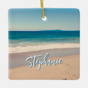 Ornamento De Cerâmica Cena Azul Personalizada do Oceano de Fotografia de