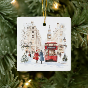 Ornamento De Cerâmica Cena da Cidade da Aquarela de Natal em Londres