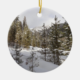 Ornamento De Cerâmica Cena da Montanha Snowy de inverno em Montana