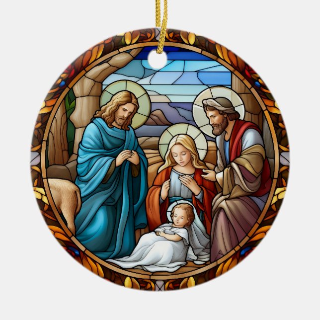 Ornamento De Cerâmica Cena da Natal (Frente)