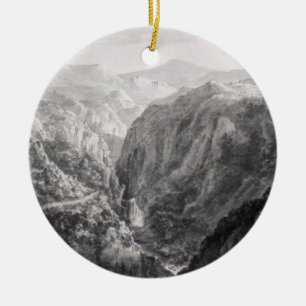 Ornamento De Cerâmica Cena da pensão na ponte do diabo com a queda