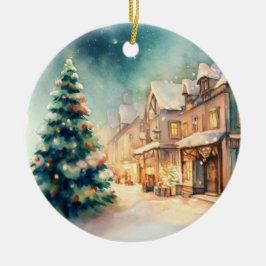 Ornamento De Cerâmica Cena de Natal em nossa vila