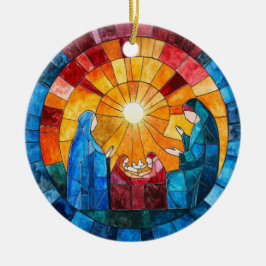 Ornamento De Cerâmica Cena de Natal em Vidro Pintado Adorno de Natal