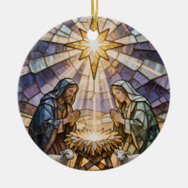 Ornamento De Cerâmica Cena de Natal em Vidro Pintado Personalizada